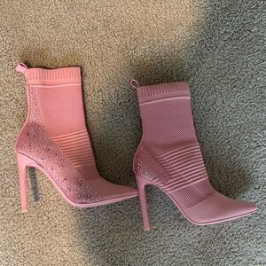 Steve Madden Pink Heeled Knit Boots